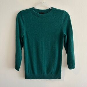 Talbots Sweater Emerald Green S 100% Pure Cashmere 3/4 Sleeve Crewneck Classic